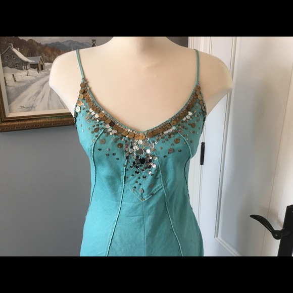COPY - Italian aqua turquoise linen dress size small - Picture 4 of 4